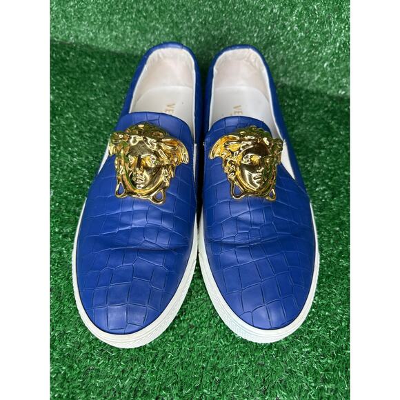 VERSACE Blue Croc Medusa Loafers Shoes Mens Size 41 - Picture 11 of 11